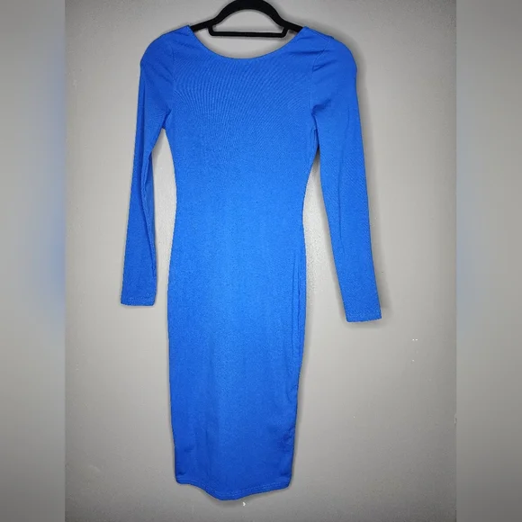 SHEIN | Dresses | Shein Long Sleeve Backless Midi Bodycon Dress Blue Size  Small | Poshmark